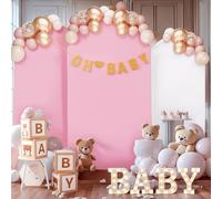 Wedding Arch Backdrop Cover, Set of 3 Spandex Fitted Arch Backdrop Stand Cover 6ft, 5ft, 4ft for Round Top Chiara Backdrop Cover for Birthday Party Decoration,White and Pink