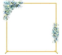 Wedding Arch Backdrop Stand, 6.6x6.6 FT Gold Wedding Arches for Ceremony Square Metal Balloon Arch Stand Garden Arbor Frame for Wedding Birthday Party Baby Shower Photo Booth Background Decoration