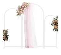 Wedding Arch Backdrop Stand Set of 3 (6.6FT, 5.9FT, 4.9FT) - White Arched Frame and Flower Stand for Ceremony, Celebrations, Birthday Party