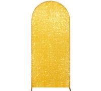 Wedding Arch Cover, Glitter Spandex Fitted Round Top Wedding Arch Cover, Arch Stand Cover Backdrop Cover, for Wedding Birthday Banquet Arch Decoration (Gold,2.2x1.2m (7.2ft))