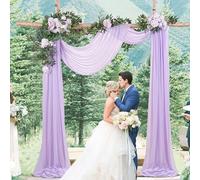 Wedding Arch Drapes 2 Panels 6 Yards Light Purple Sheer Fabric Drapery for Wedding Arch Party Curtains Ceiling Swag Decoration
