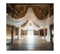 Wedding Arch Drapes Wedding Arch Drape Roof Ceiling Decor Sheer White Drapes Fabric Gauze Tulle Curtain for Party Ceremony Stage Hotel Decoration for Wedding Partie(Dusty Blue,W150XH300CM)