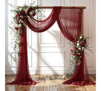 Wedding Arch Draping Fabric, 1 Panel 18FT Burgundy Sheer Backdrop Curtain polyester Fabric Drapery Voile Scarf Draping Panels for Wedding Archway Ceremony Curtain Valance Party Decoration