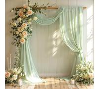 Wedding Arch Draping Fabric,1 Panel 18FT Sage Green Arch Backdrop Drapes Chiffon Fabric Drapes Arbor Drapery for Wedding Ceremony Reception Swag Decorations