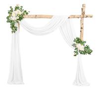 Wedding Arch Draping Fabric, 1 Panel 28" x20ft White Wedding Arch Drapes Chiffon Fabric Drapery for Wedding Sheer Backdrop Curtains for Reception Ceremony Archway Ceiling Decor