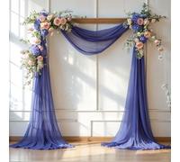 Wedding Arch Draping Fabric, 1 Panel 6 Yards Wedding Backdrop Curtains for Ceremony Navy Blue Sheer Fabric Curtains for Party Ceremony Arch Stage Decorations(1 Panel), Navy Blue