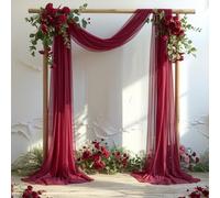 Wedding Arch Draping Fabric, 1 Panel Burgundy Sheer Backdrop Curtain Tulle Fabric Drapery for Arbor Wedding Archway Ceremony Party Ceiling Decor Backdrop