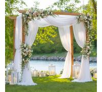 Wedding Arch Draping Fabric - 160cm x 10m White Wedding Arch Backdrop Drapes Curtains Chiffon Sheer Voile Backdrop Curtain for Living Room, Wedding Party, Ceremony, Stage Decoration