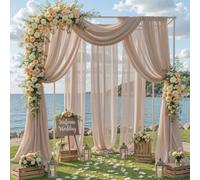 Wedding Arch Draping Fabric, 2 Panels 18FT Taupe Sheer Backdrop Curtain Chiffon Fabric Drapery Voile Scarf Draping Panels for Wedding Archway Ceremony Curtain Valance Party Decoration