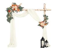 Wedding Arch Draping Fabric 2 Panels 20Ft Ivory Chiffon Fabric Sheer Backdrop Curtain for Wedding Ceremony Arch Stage Party Ceiling Swag Decoration