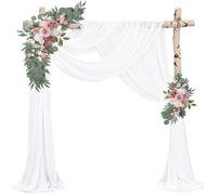 Wedding Arch Draping Fabric 2 Panels 20Ft Length x 28" Width White Arch Drapes Chiffon Fabric Sheer Curtains Backdrop for Party Bridal Decorations Wedding Ceremony Ceiling Stage Reception Decor
