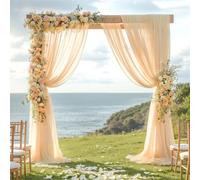 Wedding Arch Draping Fabric, 2 Panels 28" x 19Ft Champagne Backdrop Curtain, Arch Decorations Ceiling Drapes for Ceremony Party Decor