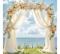 Wedding Arch Draping Fabric, 2 Panels 28" x 19Ft Ivory Wedding Arch Drapes Sheer Backdrop Curtain for Wedding Ceremony Party Ceiling Decor