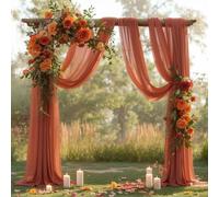 Wedding Arch Draping Fabric, 2 Panels 28" x 19Ft Terracotta Wedding Arch Drapes Sheer Backdrop Curtain for Wedding Ceremony Party Ceiling Decor
