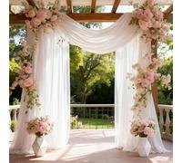 Wedding Arch Draping Fabric, 2 Panels 28" x 19Ft White Drapes Sheer Backdrop Curtain for Ceremony Party Ceiling Decor