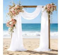 Wedding Arch Draping Fabric 2 Panels 28" x 20Ft White Sheer Chiffon Drapes for Wedding Archway Ceremony Arbor Stage Ceiling Backdrop Decorations