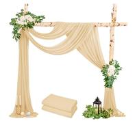 Wedding Arch Draping Fabric, 2 Panels 28" x20ft Champagne Wedding Arch Drapes Chiffon Fabric Drapery for Wedding Sheer Backdrop Curtains for Reception Ceremony Archway Ceiling Decor