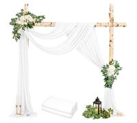 Wedding Arch Draping Fabric, 2 Panels 28" x20ft White Wedding Arch Drapes Chiffon Fabric Drapery for Wedding Sheer Backdrop Curtains for Reception Ceremony Archway Ceiling Decor