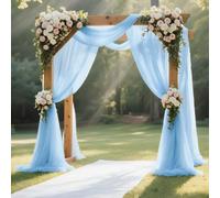 Wedding Arch Draping Fabric 28'' x 20FT Sheer Chiffon Drape Backdrop | 1 Panel Light Blue Backdrop for Fall Wedding Bridal Shower Baby Shower Photo Tea Party Birthday Christening Outdoor Decor
