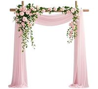 Wedding Arch Draping Fabric, 29" x 20ft Blush Sheer Curtains Wedding Decorations for Ceremony, 6.7 Yards Blush Chiffon Draping Fabric Backdrop