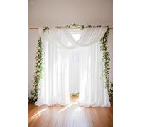 Wedding Arch Draping Fabric 3 Panels 27.5" x 18.3Ft White Arch Drape Chiffon Fabric Sheer Backdrop Curtains for Party Ceremony Wedding Ceiling Decorations