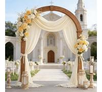 Wedding Arch Draping Fabric, 30"x 19.69Ft Chiffon Sheer Fabric Curtains Draping Drapery Wedding Arch Backdrop Drapes Curtains for Wedding Archway Ceremony Ceiling Arbor Decorations (Ivory)