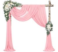 Wedding Arch Draping Fabric 4 Panels 20Ft Length x 28" Width Blush Pink Photography Arch Drapes Chiffon Fabric Sheer Curtains Backdrop for Party Bridal Wedding Ceremony Ceiling Stage Reception Decor