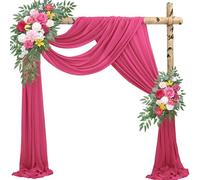 Wedding Arch Draping Fabric 4 Panels 20Ft Length x 28" Width Hot Pink Arch Drapes Chiffon Fabric Sheer Curtains Backdrop for Party Bridal Decorations Wedding Ceremony Ceiling Stage Reception Decor