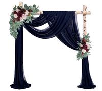 Wedding Arch Draping Fabric 4 Panels 20Ft Length x 28" Width Navy Blue Arch Drapes Chiffon Fabric Sheer Curtains Backdrop for Party Ceremony Wedding Ceiling Outdoor Indoor Stage Reception Decorations