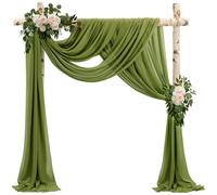 Wedding Arch Draping Fabric 4 Panels 20Ft Length x 28" Width Olive Green Arch Drapes Chiffon Fabric Sheer Curtains Backdrop for Party Bridal Ceremony Ceiling Decor Wedding Stage Reception Decorations