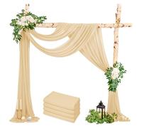 Wedding Arch Draping Fabric, 4 Panels 28" x20ft Champagne Wedding Arch Drapes Chiffon Fabric Drapery for Wedding Sheer Backdrop Curtains for Reception Ceremony Archway Ceiling Decor
