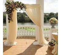 Wedding Arch Draping Fabric,63" x 32Ft Wedding Arch Drapes Champagne Tulle Fabric Drapery Sheer Backdrop Curtains for Wedding Ceremony Arch Stage Party Ceiling Decorations