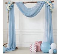 Wedding Arch Draping Fabric Baby Blue 29" X 20FT Chiffon Tulle Fabric Sheer Drapes for Wedding Ceremony Arbor Party Ceiling Swag Fabric Decoration | Baby Blue Sheer Fabric 2 Panels