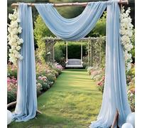 Wedding Arch Draping Fabric Baby Blue 29" X 20FT Chiffon Tulle Fabric Sheer Drapes for Wedding Ceremony Arbor Party Ceiling Swag Fabric Decoration | Baby Blue Sheer Fabric 2 Panels