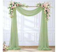 Wedding Arch Draping Fabric Backdrop 1 Panel 30" x 19Ft Sage Green Drapes Curtains for Wedding Reception Sheer Tulle Backdrop Curtain for Ceremony Birthday Party Baby Shower Arbor Ceiling Decorations