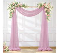 Wedding Arch Draping Fabric Backdrop 1 Panel 60" x 26Ft Dusty Rose Drapes Curtains for Wedding Reception Sheer Tulle Backdrop Curtain for Ceremony Birthday Party Baby Shower Arbor Ceiling Decorations