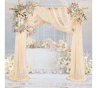 Wedding Arch Draping Fabric Champagne Drapes Fabric for Wedding Chiffon Arch Drapes for Ceremony Party Ceiling Curtains Home Decoration 6 Yards 2Panels