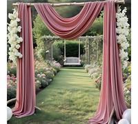 Wedding Arch Draping Fabric Dusty Rose 29" X 20FT Chiffon Fabric Sheer Drapes for Wedding Ceremony Arbor Engagement Party Bridal Shower Decoration | Dusty Rose Backdrop Fabric 2 Panels