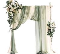 Wedding Arch Draping Fabric, for Wedding Sheer Backdrop Curtains for Reception Ceremony Archway Ceiling Decor(Green)