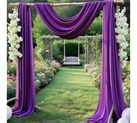 Wedding Arch Draping Fabric Purple 29" X 20FT Sheer Tulle Fabric Chiffon Drapes for Wedding Arbor Ceremony Party Bridal Shower Swag Decoration | Purple Fabric 2 Panels