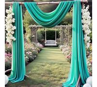 Wedding Arch Draping Fabric Teal 29" X 20FT Chiffon Fabric Sheer Drapes for Wedding Ceremony Arbor Engagement Party Bridal Shower Decoration | Teal Drapes Fabric 2 Panels