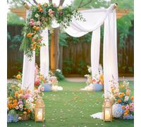Wedding Arch Draping Fabric White Arch Drapes Sheer Backdrop Curtain for Ceremony Wedding Arches Decor 2 Panel 19Ft Length x 28" Width