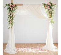 Wedding Arch Fabric Drape Ivory 3 Panels 6 Yards Sheer Backdrop Curtain Chiffon Fabric for Party Ceremony Stage Reception Decorations