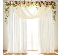 Wedding Arch Fabric Drape Ivory 3 Panels 6 Yards Sheer Backdrop Curtain Chiffon Fabric for Party Ceremony Stage Reception Decorations