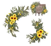 Wedding Arch Flowers 2PCS Realistic Artificial Sunflower Flowers for Wedding Welcome Sign Decorative Green Leaves Silk Flower for Wedding Ceremony Reception Arrangement Home Decor Sunflower