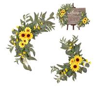Wedding Arch Flowers 2PCS Realistic Artificial Sunflower Flowers for Wedding Welcome Sign Decorative Green Leaves Silk Flower for Wedding Ceremony Reception Arrangement Home Decor Sunflower