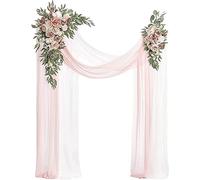 Wedding Arch Flowers Kit with Draping Fabric for Ceremony and Reception Backdrop Decoration