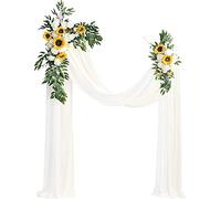 Wedding Arch Flowers Kit with Draping Fabric for Ceremony and Reception Backdrop Decoration