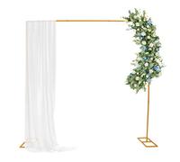 Wedding Arch Stand with Bases, 2.4 x 2.4m/7.87 x 7.87 Ft Square Metal Garden Arch Backdrop Stand for Weddings Backdrop Party Event Decoration Easy Assembly (Gold, 2.4x2.4m)