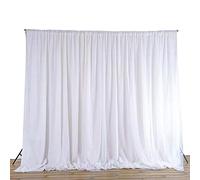 Wedding Backdrop Curtain 10x10ft Translucent See-through Smooth Silk Polyester Curtain Cloth Photography Background White Photo Booth Props for Party,Stage,Birthday,Christmas